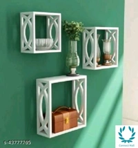 Unique Wall Shelves - LXHXB: 28X28X12 cm, White, Wooden, No. of shelves :-3